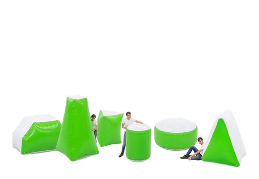 Encomende um conjunto de obstáculos de batalha verde inflável de 6 peças para jovens e idosos. Compre conjuntos de obstáculos de batalha infláveis ​​online agora na JB Insuflaveis Portugal