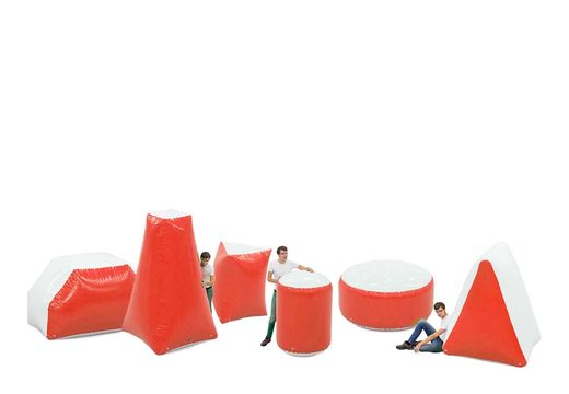 Encomende um conjunto de obstáculos de batalha vermelho inflável exclusivo de 6 peças para jovens e idosos. Compre conjuntos de obstáculos de batalha infláveis ​​online agora na JB Insuflaveis Portugal