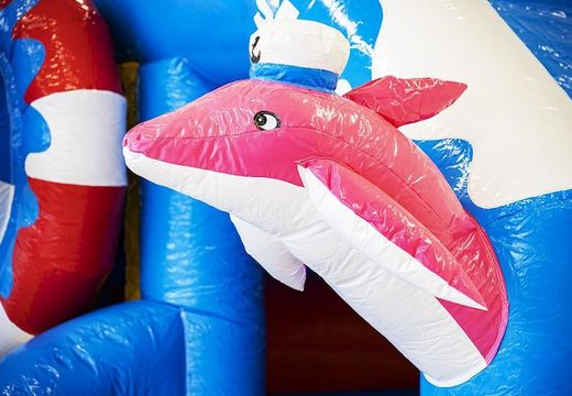 Bouncer inflável com tema de golfinho em azul para venda para crianças