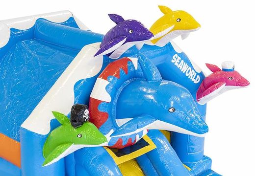 Bouncer inflável com escorregador e com golfinhos em várias cores para venda para crianças