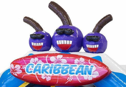 Escorrega de pedido inflável combo com tema caribenho com escorregador para crianças