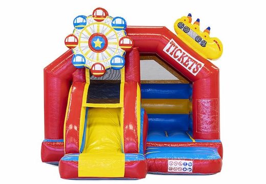Compre castelo inflável inflável combo slide no tema montanha-russa vermelho para crianças
