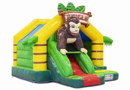 Compre escorregador inflável combo slide combo combo de selva com gorila nele Compre segurança de slide com tema de selva com gorila nele para venda