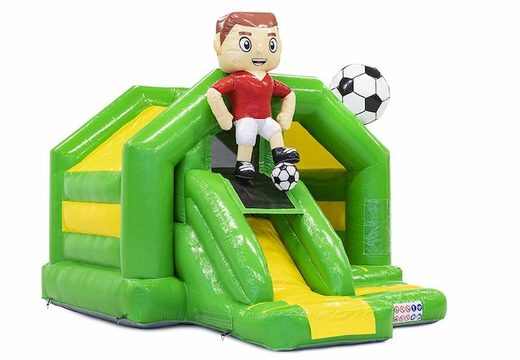 Encomende a espreguiçadeira inflável inflável combo com tema de futebol em verde para crianças