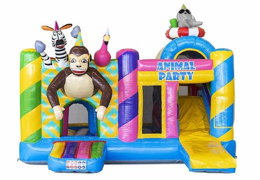 Compre castelo inflável inflável com escorregador com animais de festa para crianças