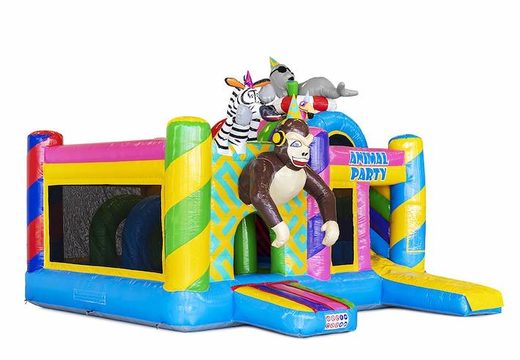 Encomende castelo inflável inflável com escorregador com animais de festa para crianças