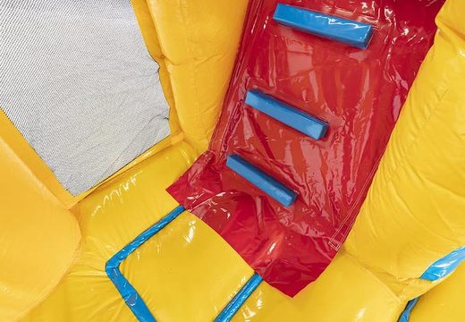 Encomende o segurança inflável com escorregador em amarelo com emojis para crianças