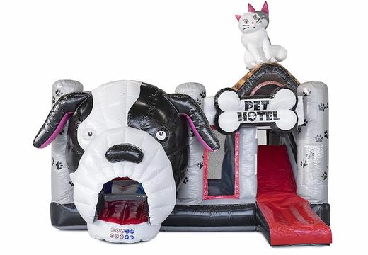 Compre castelo inflável inflável com slide no tema animal com cachorro grande para crianças