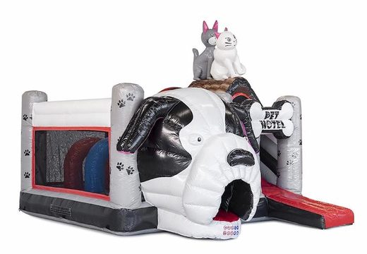 Encomende castelo inflável inflável com slide no tema animal com cachorro grande para crianças
