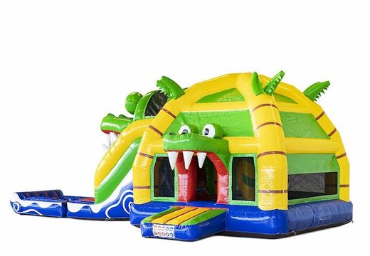 Espreguiçadeira inflável com tema de crocodilo grande com escorregador para venda