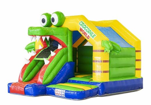 Espreguiçadeira inflável com tema de crocodilo com escorregador para venda para crianças