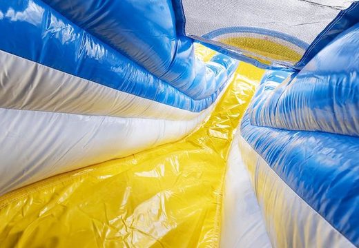 grande escorregador azul e amarelo com tema de cachoeira para venda para crianças