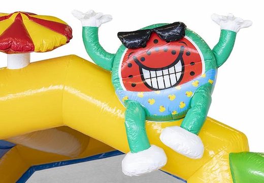 Encomende o tema inflável da festa de verão do castelo inflável com objetos festivos para crianças