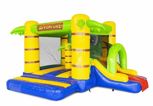 Encomende pequeno castelo inflável inflável com slide no tema de crocodilo para crianças