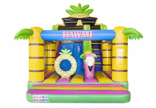 Compre escorregador inflável com seção de castelo insuflável no tema havaí para crianças