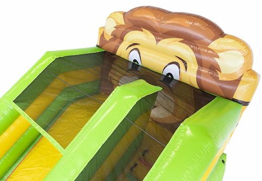 Escorrega inflável da selva com seção de castelo insuflável e obstáculos para crianças
