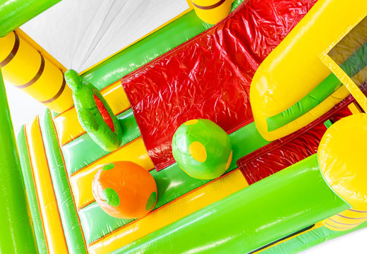 Encomende escorregador inflável com seção de castelo inflável no tema dino para crianças