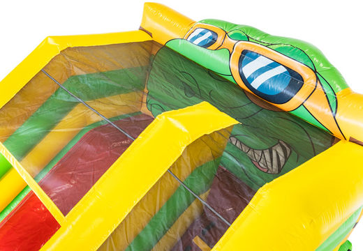 Encomende escorregador inflável com seção de castelo inflável no tema dino para crianças