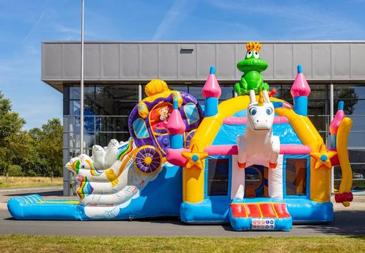 Castelo inflável multiplay super inflável em estilo unicórnio com muitas cores à venda para crianças