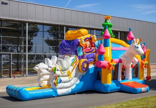 Encomende o castelo inflável multiplay super inflável em estilo unicórnio com muitas cores para crianças
