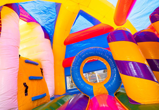 Compre castelo inflável multijogador super inflável no tema unicórnio para crianças com muitas cores