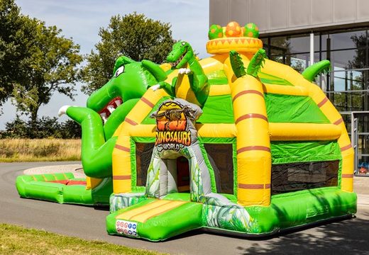 Compre castelo inflável multiplay super inflável com slide no tema dino para crianças
