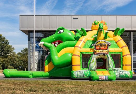 Encomende o castelo inflável multiplay super inflável com slide no tema dino para crianças