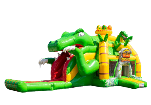 Compre almofada de ar inflável multiplay com slide no tema dino verde amarelo