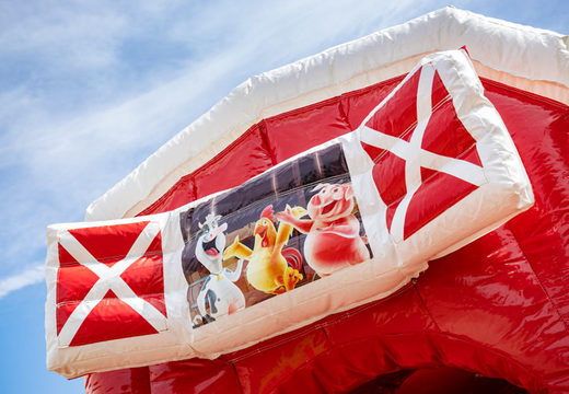Encomende almofada de ar super inflável multiplay em tema de fazenda vermelho e verde para crianças