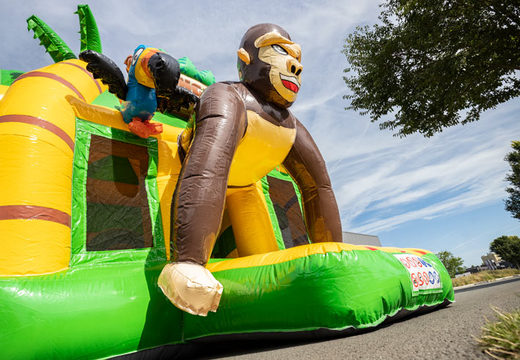 Almofada de ar super multiplay inflável com tema de elefante e selva gorila para venda para crianças