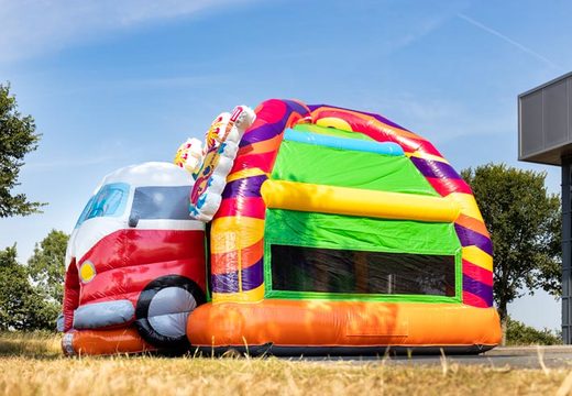 Castelo super inflável multiplay inflável no tema hippie com muitas cores para venda para crianças