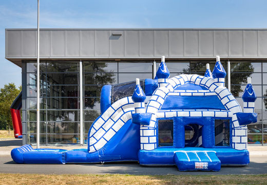 Castelo super inflável multiplay inflável com slide no tema do castelo azul