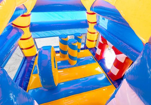 Encomende castelo inflável inflável com slide no tema seaworld com grande tubarão para crianças