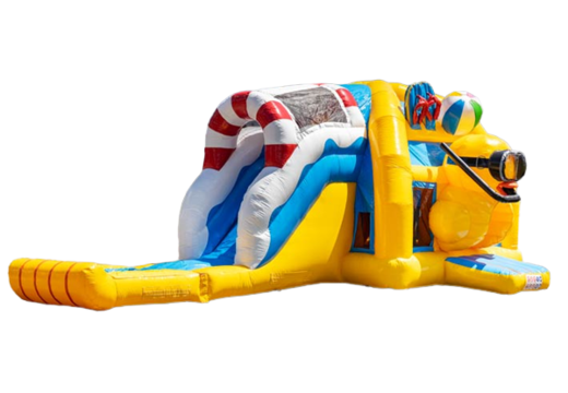 Super bouncer multiplay inflável amarelo tema de pato de borracha para crianças para venda