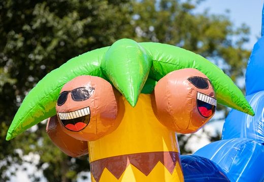 Toboágua inflável no tema caribenho com muitos objetos 3d para crianças