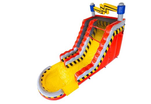 Compre toboágua inflável Waterslide S18 High Voltage com tema de eletricidade em amarelo cinza vermelho