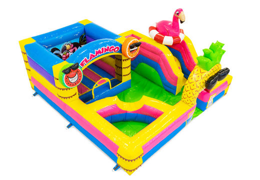Encomende o castelo insuflável Flamingo para crianças. Compre castelos infláveis ​​online na JB Insuflaveis Portugal