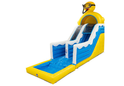 Compre escorregador inflável 4 em 1 no tema Rubber Duck para crianças. Encomende escorregadores infláveis ​​agora online na JB Insuflaveis Portugal