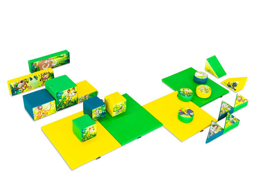 Conjunto de Softplay grande no tema Jungle Dino com blocos coloridos para brincar