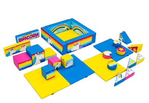 Conjunto de Softplay XL com tema de unicórnio e blocos coloridos para brincar